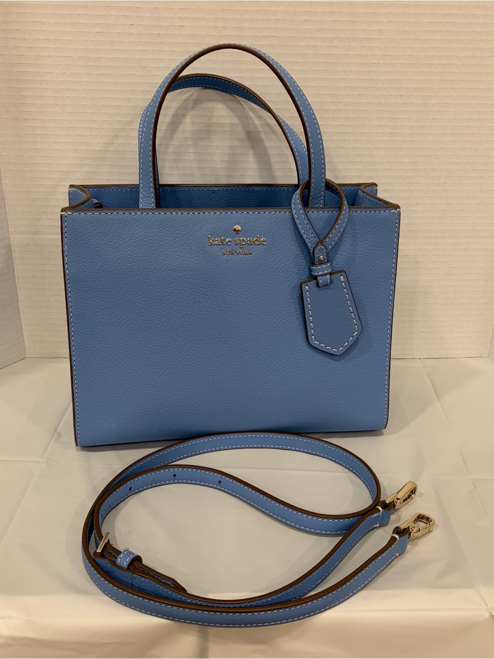 kate spade powder blue leather satchel with removable strap